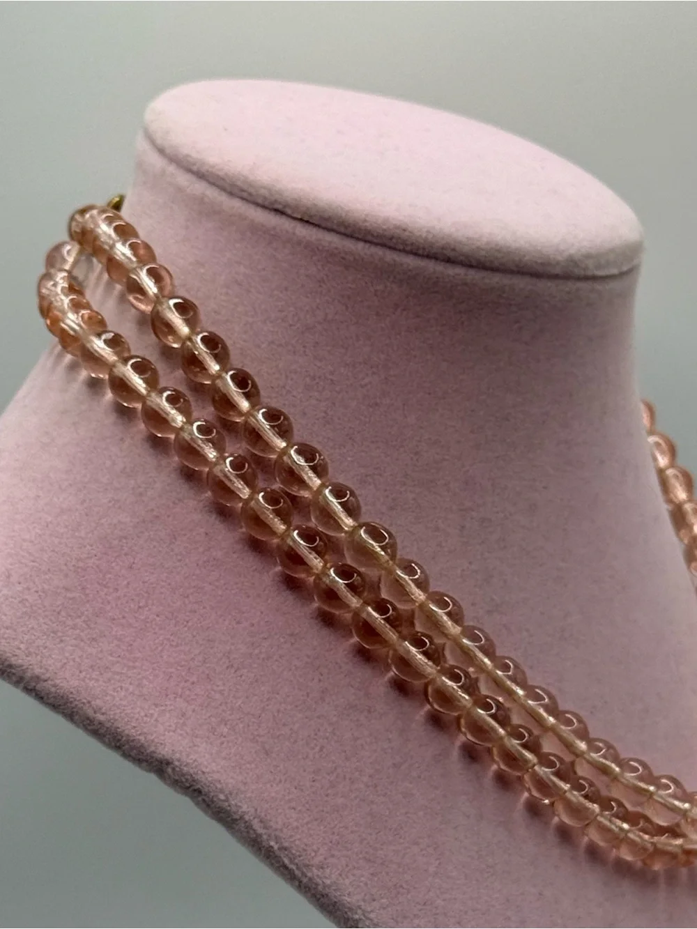 Light pink Glass Bead Double Strand Necklace - Brand